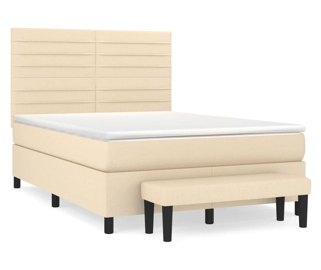 Континентален легло с матрак, крем, 140x200 см, текстил