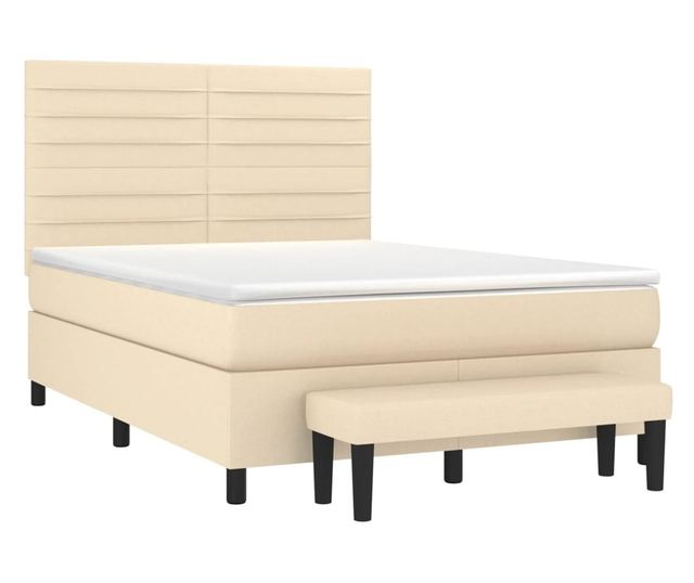 Континентален легло с матрак, крем, 140x200 см, текстил