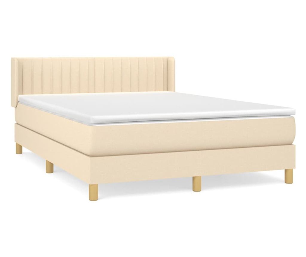 Континентално легло с матрак, крем, 140x200 см, текстилен материал - 2