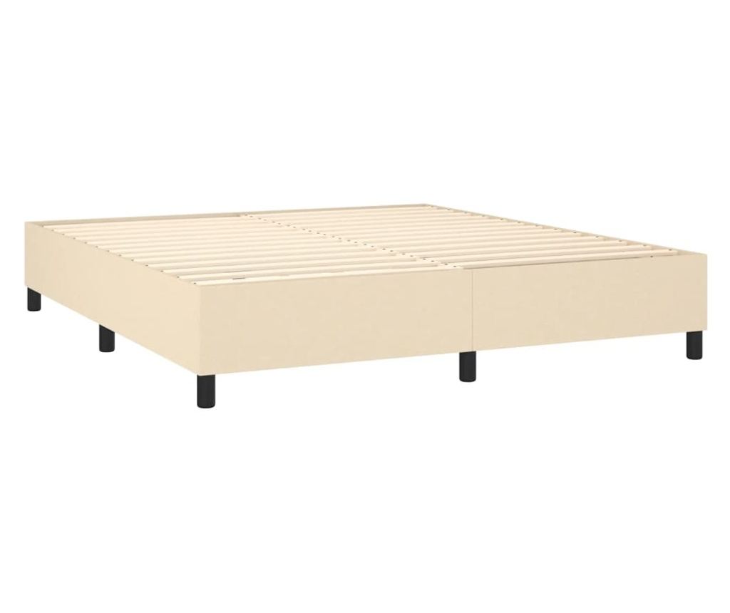 Łóżko kontynentalne z materacem, kremowe, 160x200 cm, materiał tekstylny - 4