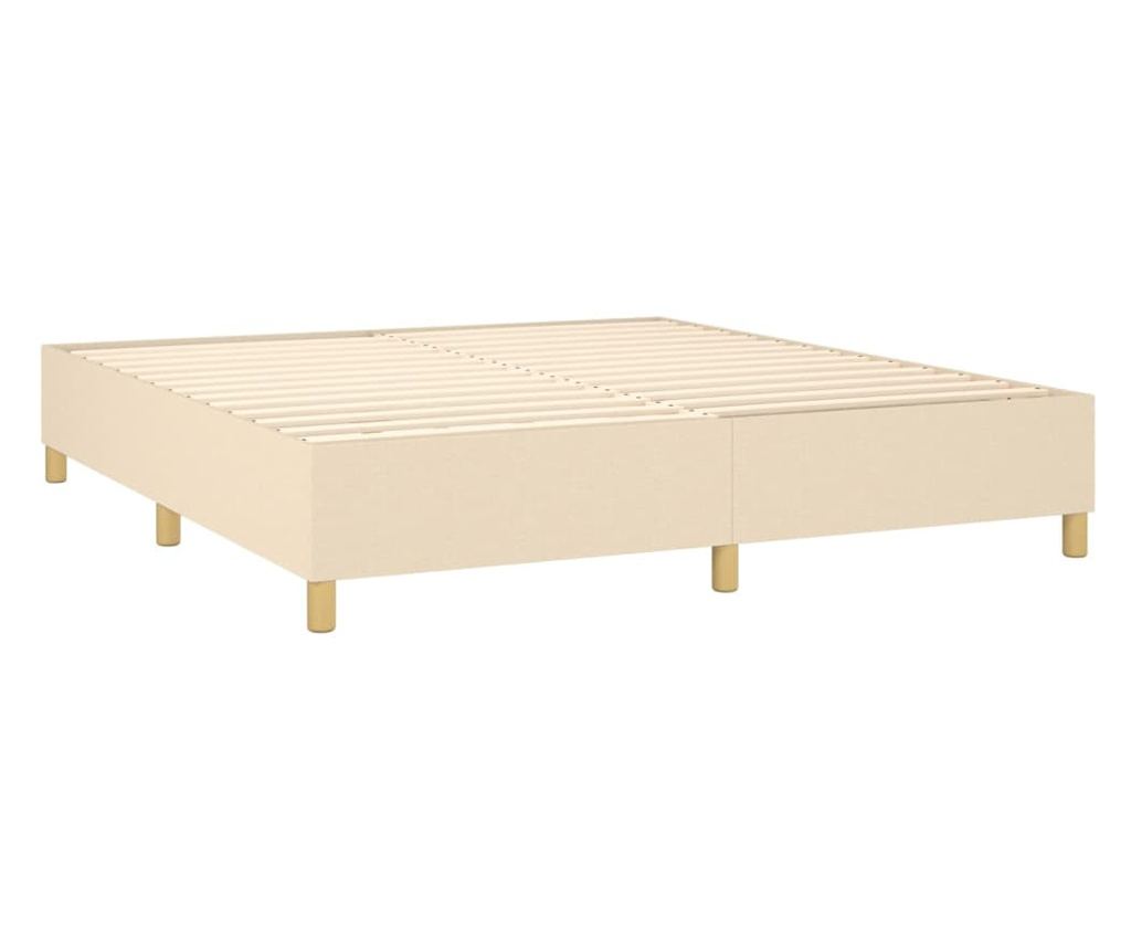 Тапицирано легло с матрак и LED, кремаво, 160x200 см, текстил - 5