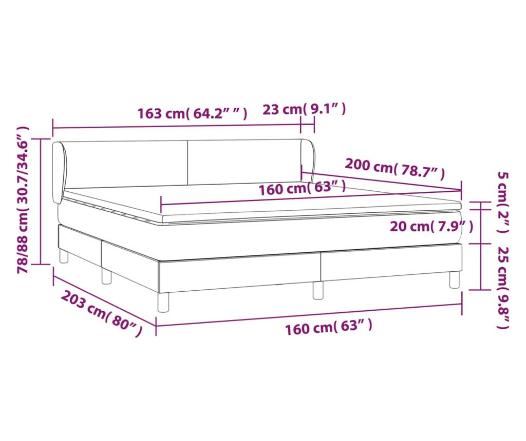 Боксспринг легло с матрак, таупе, 160x200 см, текстилен материал - 7