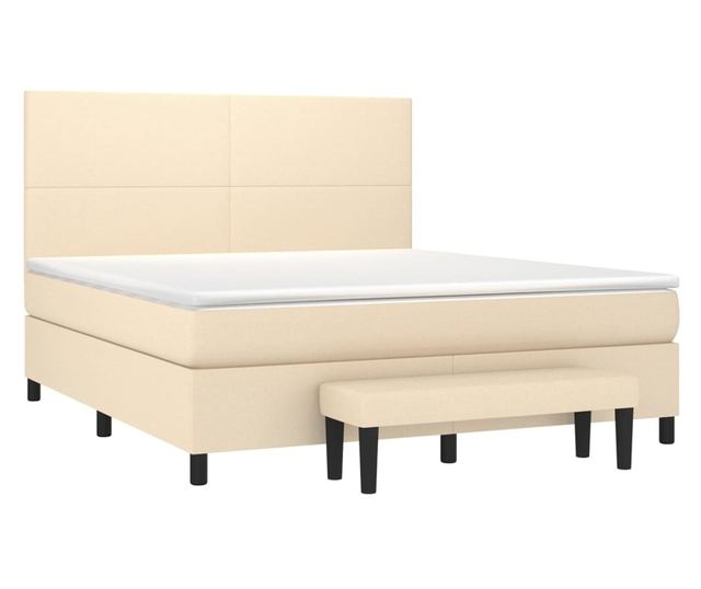 Боксспринг легло с матрак, крем, 160x200 см, текстил