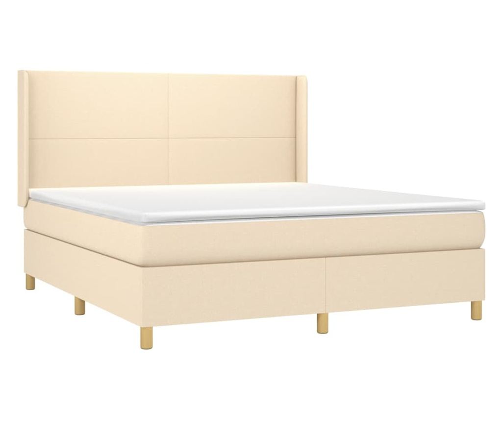 Боксспринг легло с матрак, кремаво, 160x200 см, текстил - 3