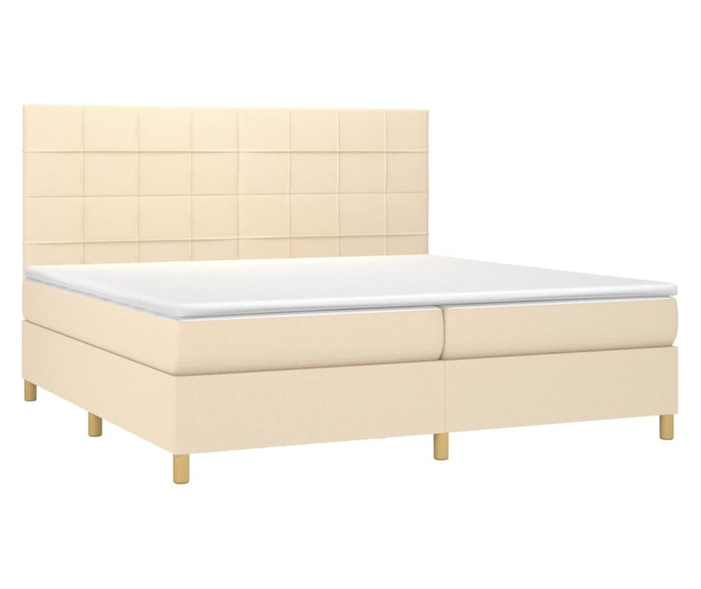 Krevet s madracem i LED rasvjetom, krem, 200x200 cm, tekstil - 3