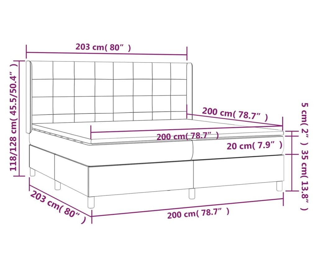 Боксспринг легло с матрак, кремаво, 200x200 см, текстил - 7