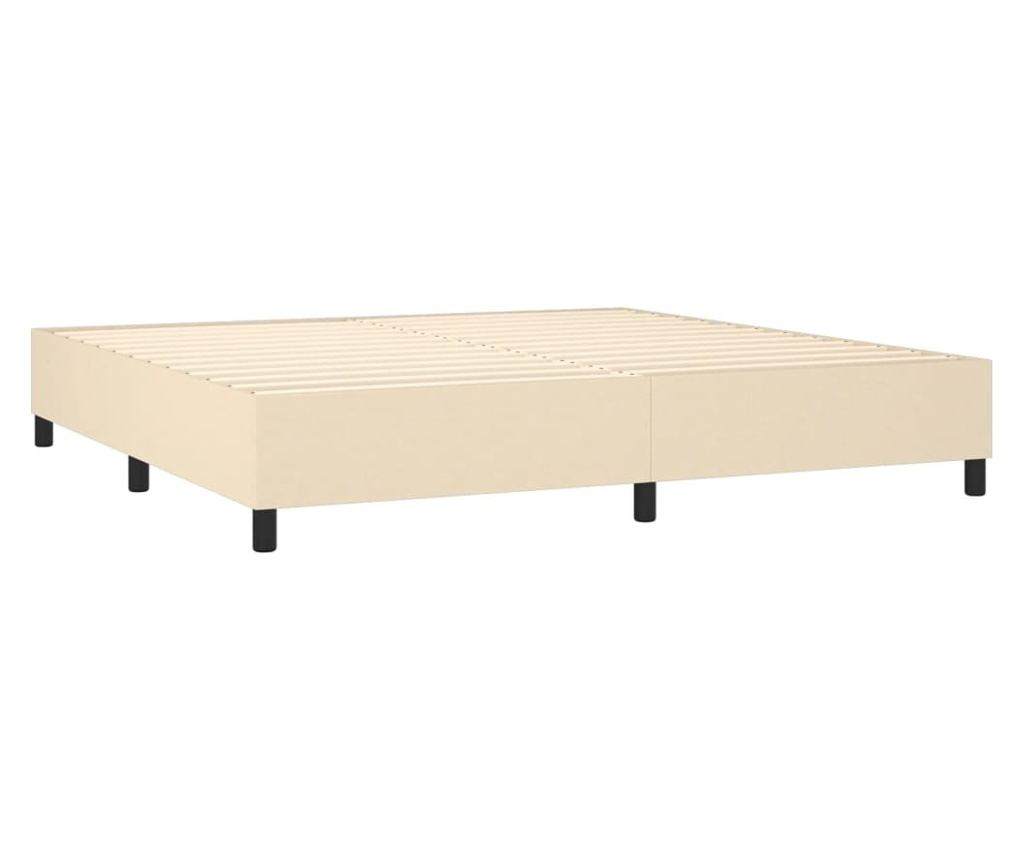 Boxspring ágy matraccal, krém, 200x200 cm, textil - 4