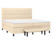 Боксспринг легло с матрак, кремаво, 200x200 см, текстил