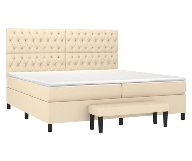 Боксспринг легло с матрак, кремаво, 200x200 см, текстил