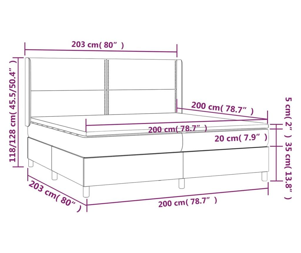 Box spring postel s matrací tmavě hnědá 200x200 cm textil - 7