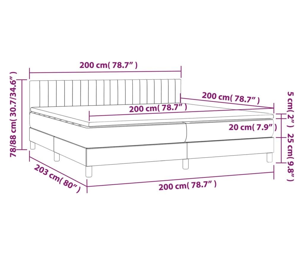 Box spring postel s matrací černá 200x200 cm textil - 7
