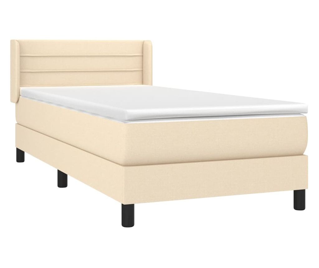 Боксспринг легло с матрак, кремаво, 80x200 см, текстил - 3