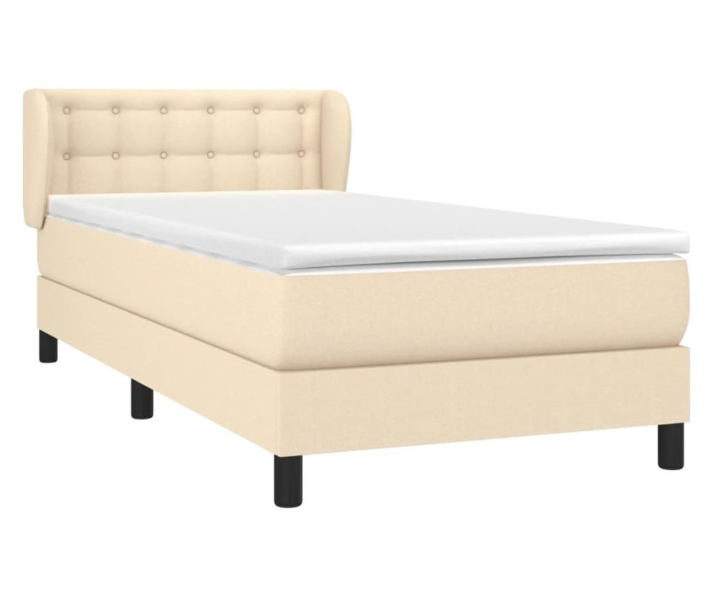 Боксспринг легло с матрак, кремаво, 80x200 см, текстил - 3