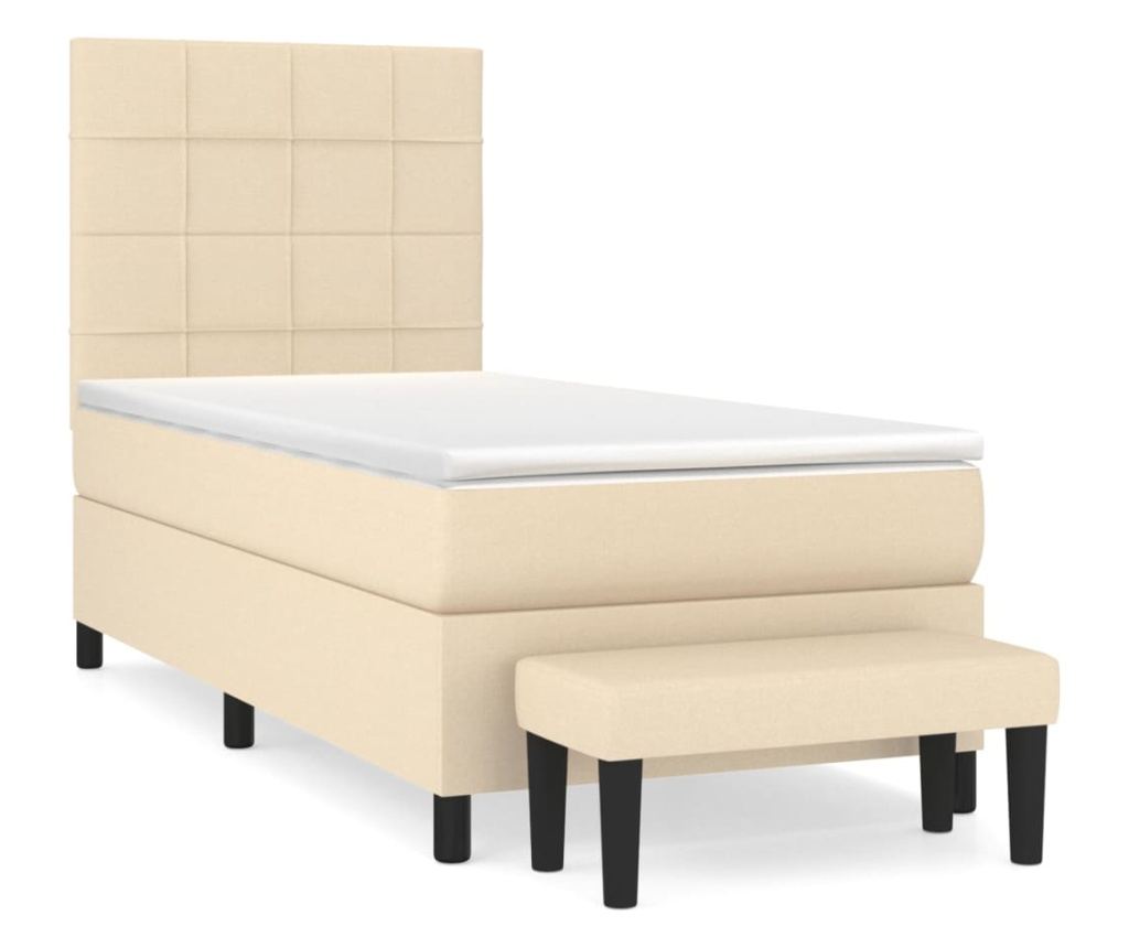 Box spring krevet s madracom, krem, 80x200 cm, tekstil - 2