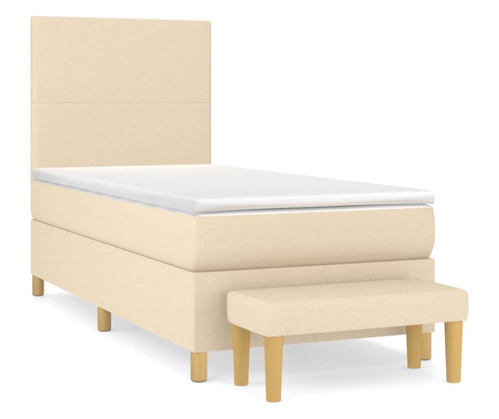Боксспринг легло с матрак, кремаво, 100x200 см, текстил - 2