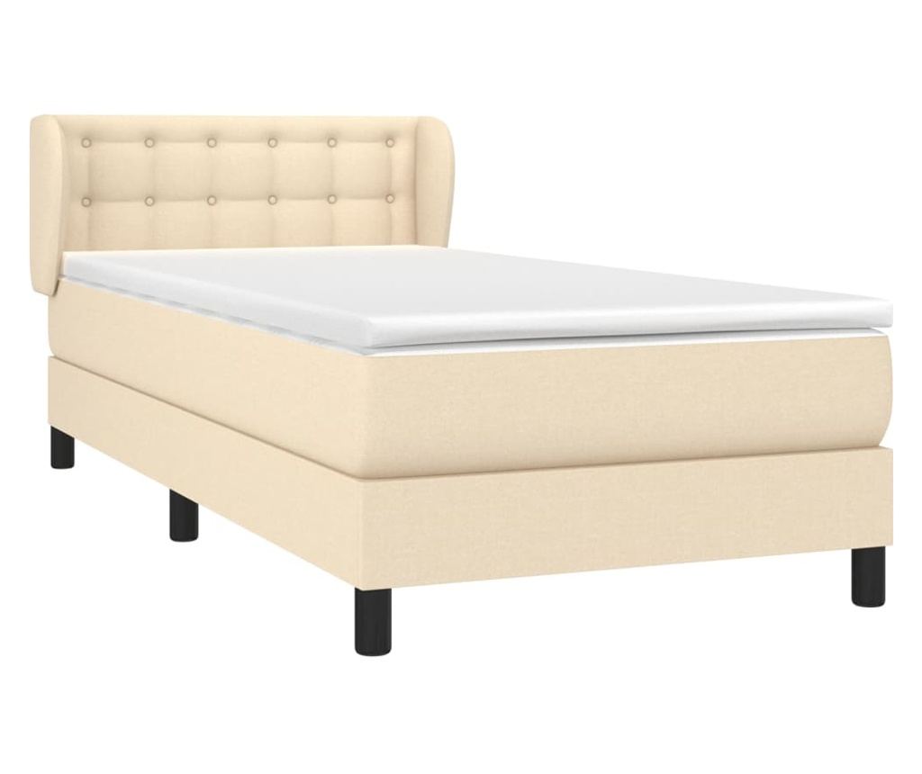 Боксспринг легло с матрак, кремаво, 100x200 см, текстил - 3