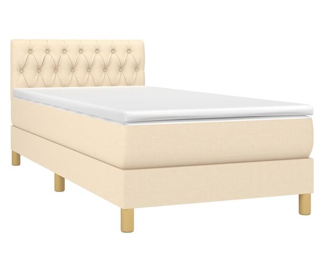 Легло с пружини, матрак и LED, кремаво, 80x200 см, текстил