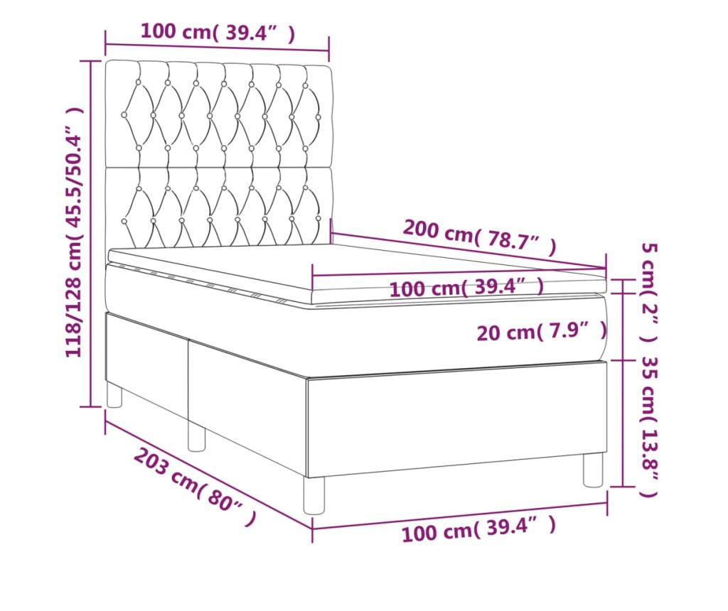 Krevet s madracem i LED rasvjetom, plavi, 120x200 cm, tekstil - 8