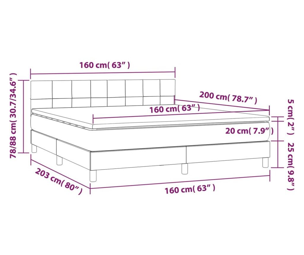 Boxspring postel s matracom, taupe sivá, 160x200 cm textilný materiál - 7