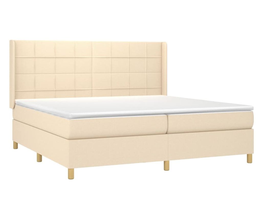Боксспринг легло с матрак, кремаво, 200x200 см, текстил - 3