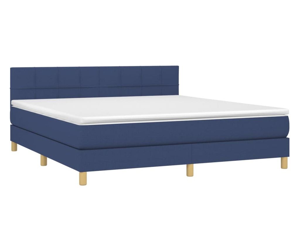 Krevet s oprugama, madracem i LED rasvjetom, plavi, 180x200 cm, tekstil - 3