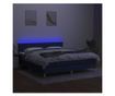 Krevet s oprugama, madracem i LED rasvjetom, plavi, 180x200 cm, tekstil thumbnail 4