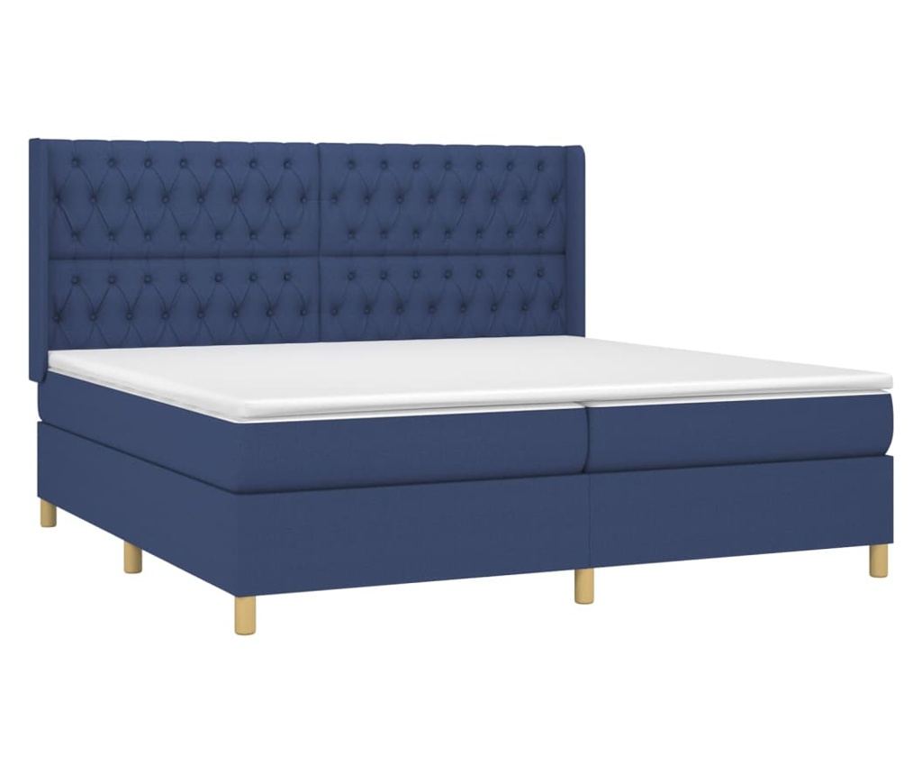 Боксспринг легло с матрак, синьо, 200x200 см, текстил - 3