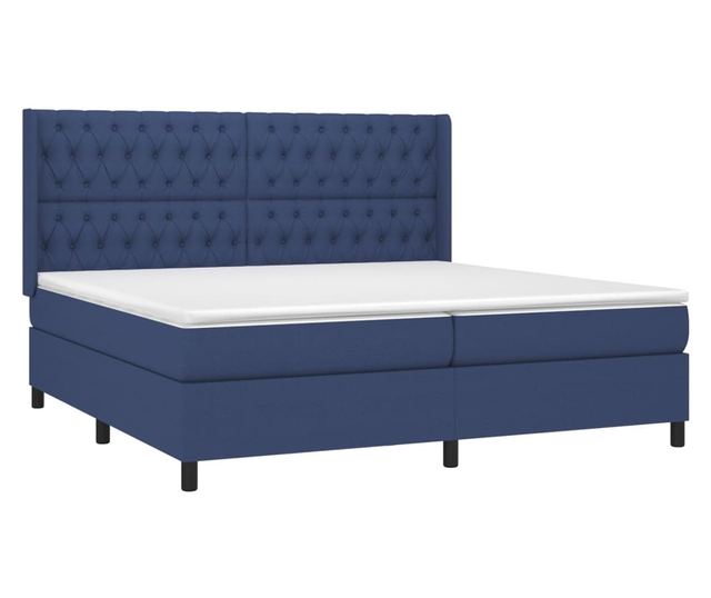 Боксспринг легло с матрак, синьо, 200x200 см, текстил