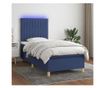 Krevet s oprugama, madracem i LED rasvjetom, plavi, 90x190 cm, tekstil thumbnail 1