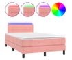 Легло с матрак и LED, розово, 120x200 см, кадифе