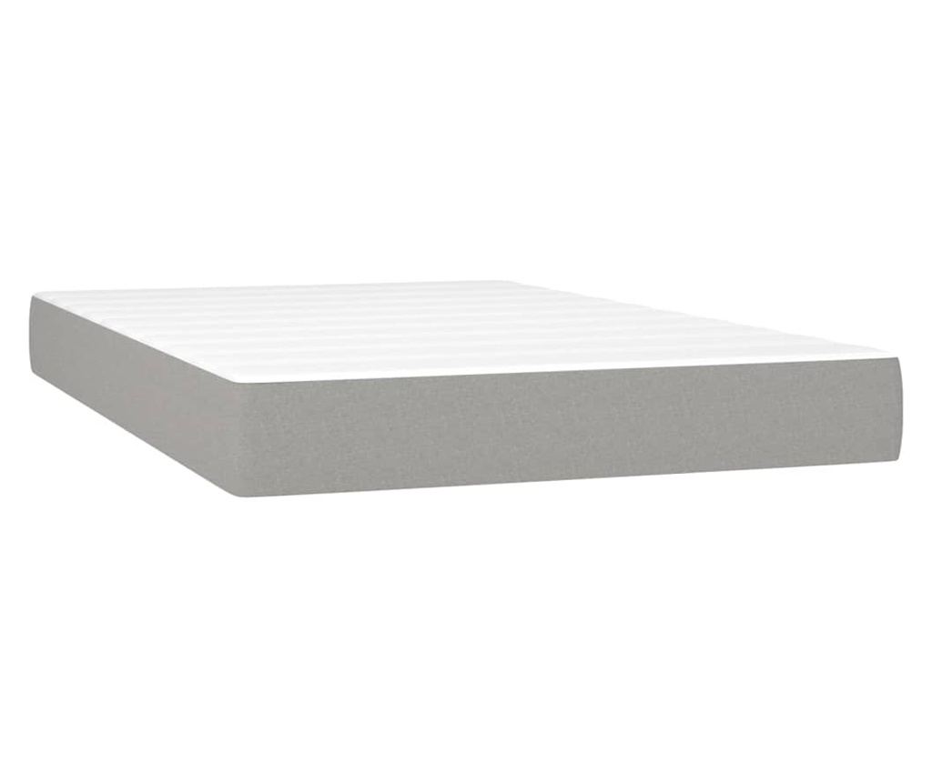 Легло с пружини, матрак и LED осветление, светло сиво, 120x200 см, текстил - 6