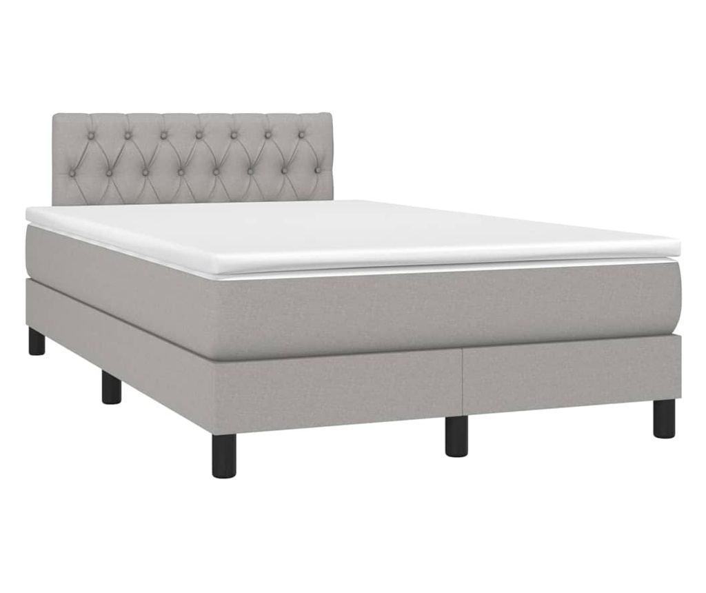 Okvir za krevet s madracem i LED rasvjetom, Svjetlosiva, 120x200 cm, Tkanina - 3