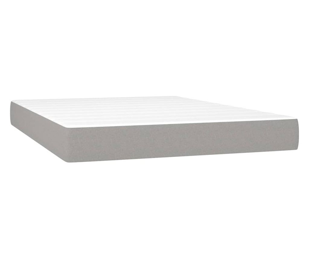 Континентално легло, светло сиво, 140x200 см, текстил - 6