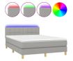 Okvir za krevet s madracem i LED rasvjetom, svijetlo siva, 140x190 cm, tekstil thumbnail 2