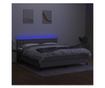 Okvir za krevet s madracem i LED rasvjetom, svijetlosiva, 180x200 cm, tekstil thumbnail 4