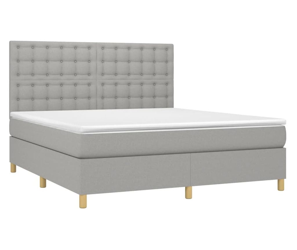 Okvir za krevet s madracem i LED rasvjetom, svijetlosiva, 180x200 cm, tekstil - 3