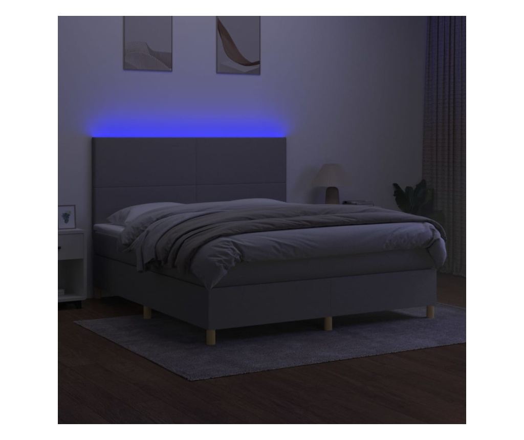 Okvir za krevet s madracem i LED rasvjetom, svijetlosiva, 180x200 cm, tekstil - 4