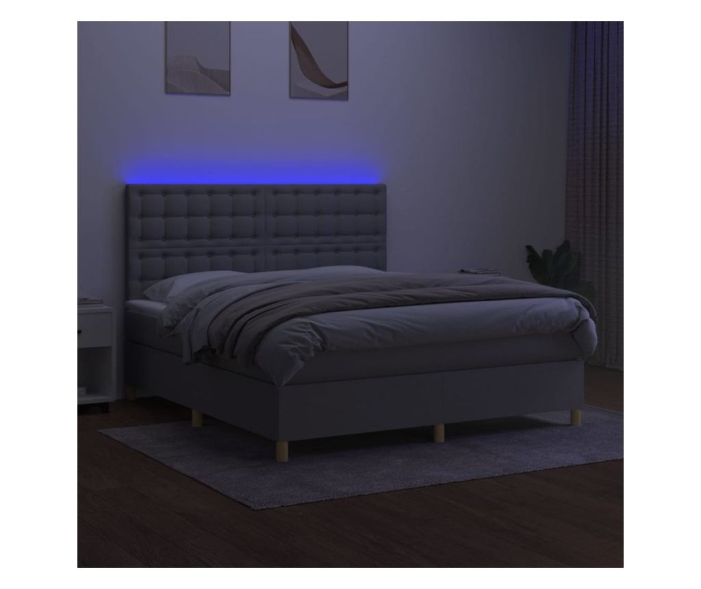 Okvir za krevet s madracem i LED rasvjetom, svijetlosiva, 180x200 cm, tekstil - 4
