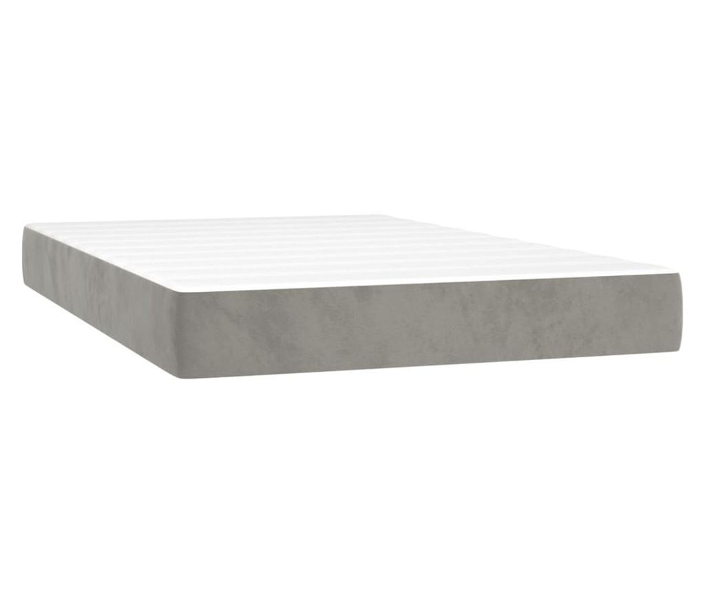 Континентално легло с матрак, светло сиво, 120x200 см, кадифе - 5