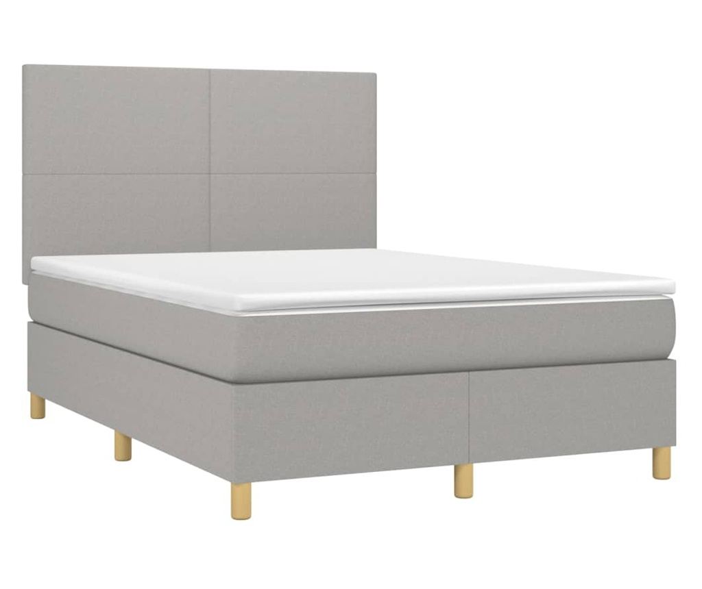 Okvir za krevet s madracem i LED rasvjetom, Svjetlosiva, 140x200 cm, Tkanina - 3