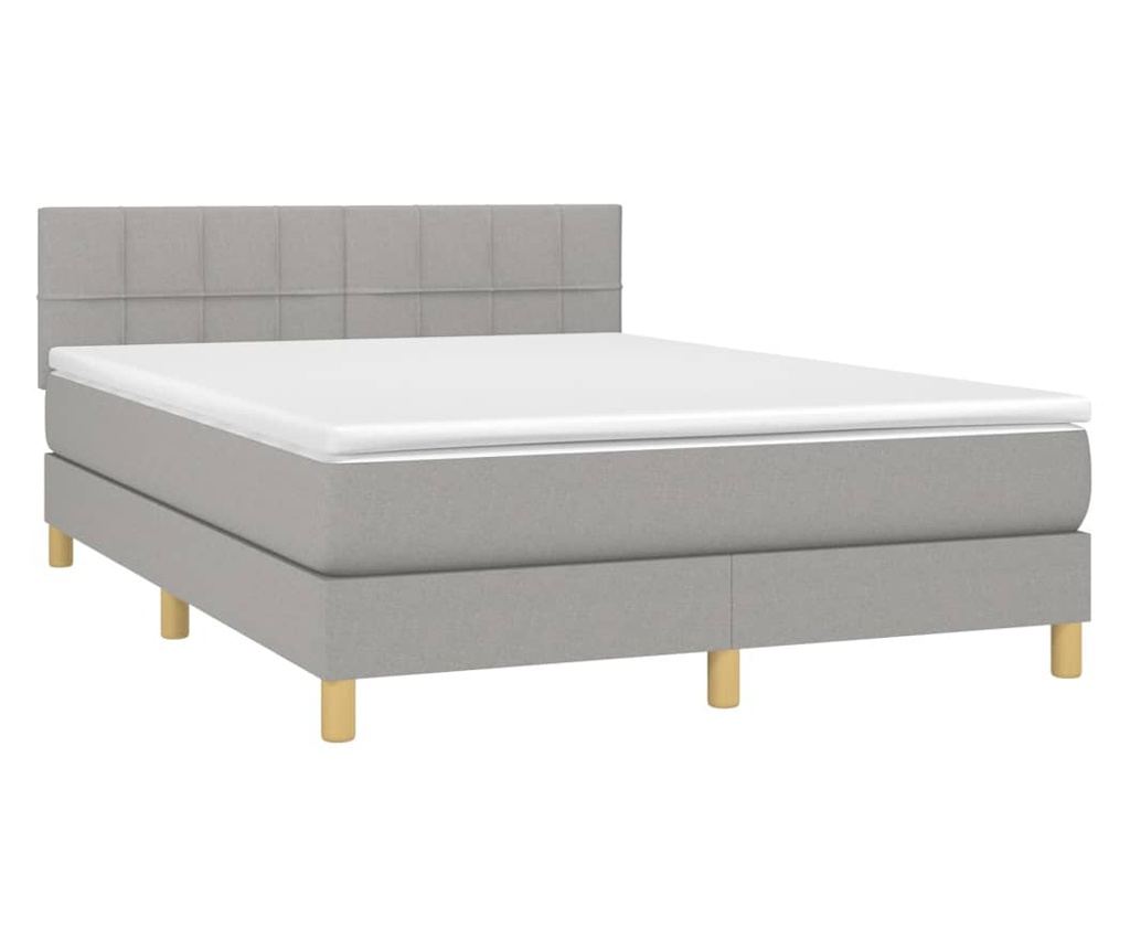 Okvir za krevet s madracem i LED rasvjetom, svijetlo siva, 140x190 cm, tekstil - 3