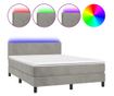 Boxspring krevet s madracem i LED rasvjetom Svjetlosiva 140x190 cm Baršun thumbnail 2
