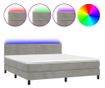 Легло с пружинен матрак и LED, светло сиво, 160x200 см, кадифе thumbnail 2