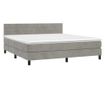 Легло с пружинен матрак и LED, светло сиво, 160x200 см, кадифе thumbnail 3