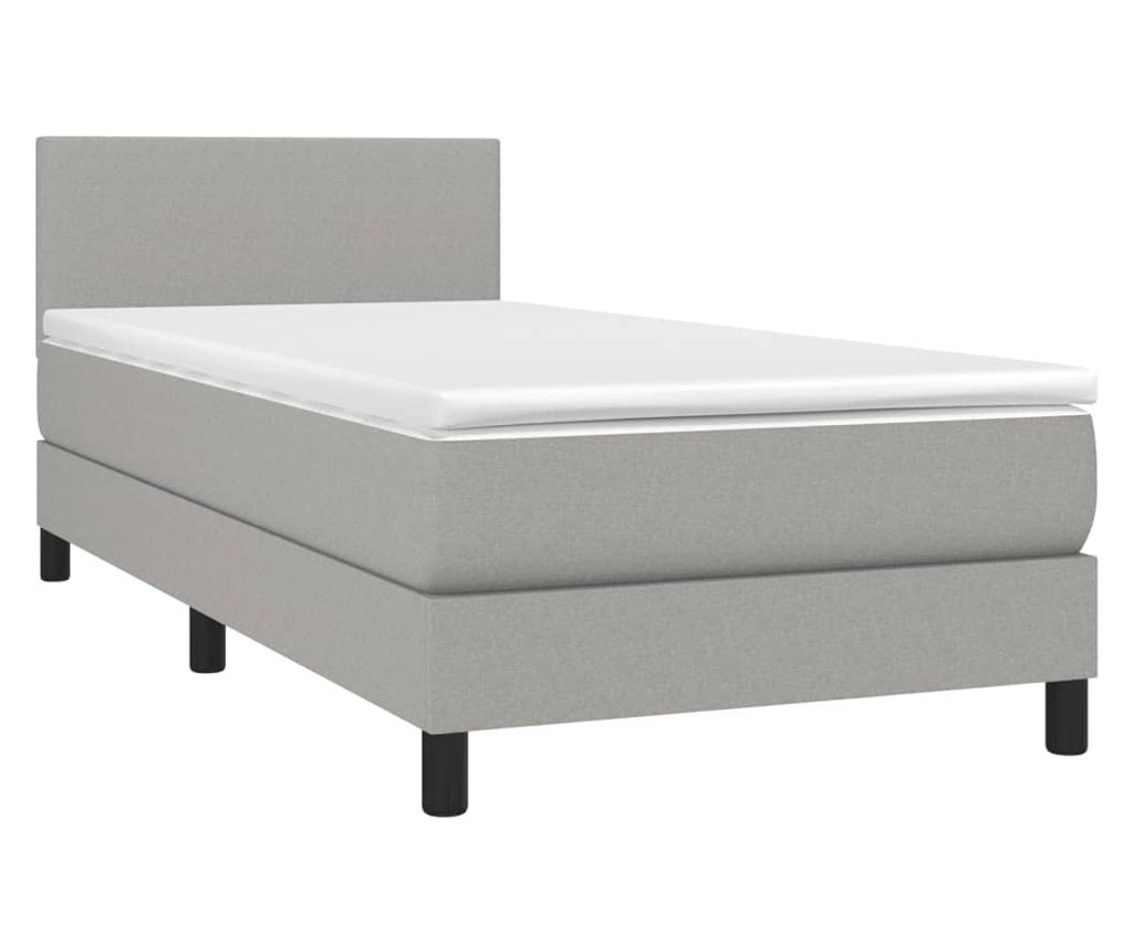 Okvir za krevet s madracem i LED rasvjetom, svijetlosiva, 80x200 cm, tekstil - 3
