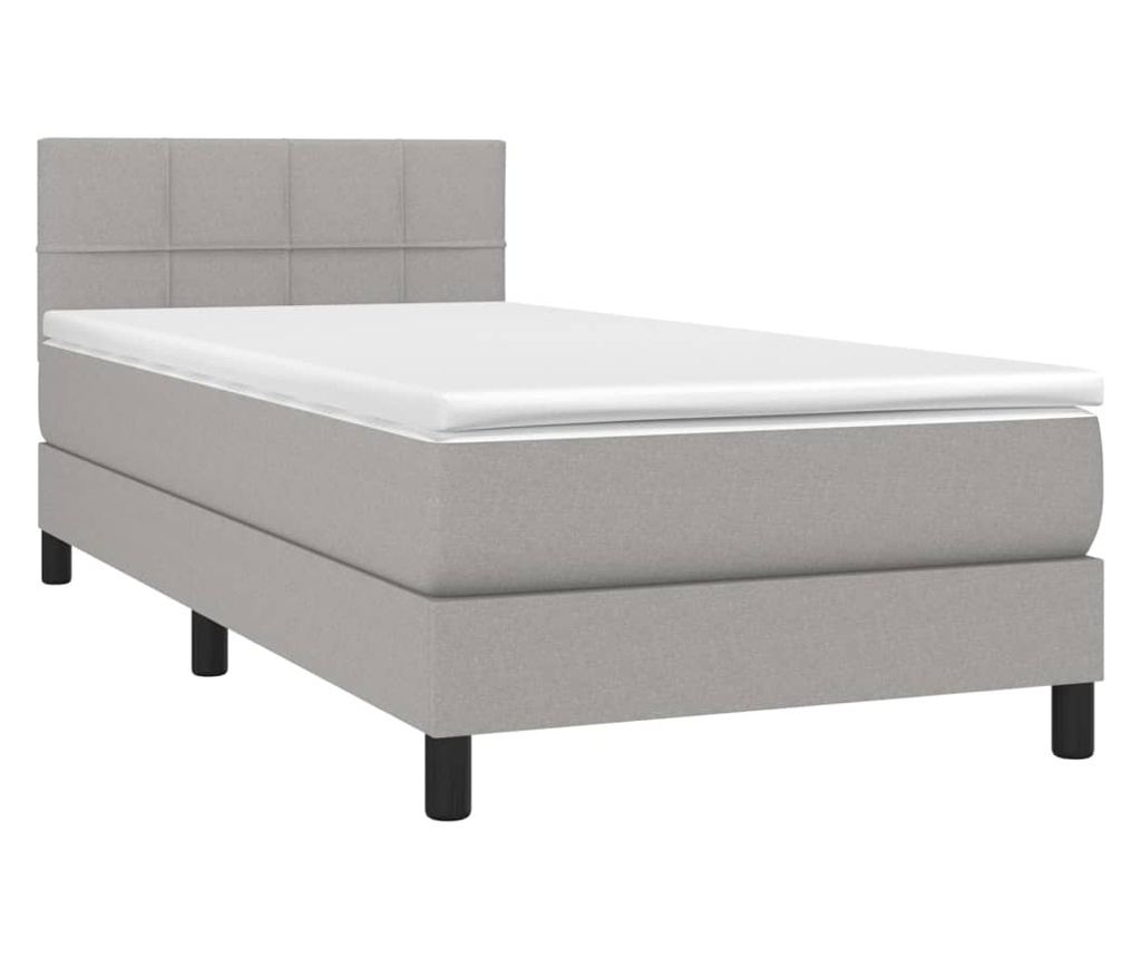 Okvir za krevet s madracem i LED rasvjetom, Svijetlo siva, 100x200 cm, Tekstil - 3