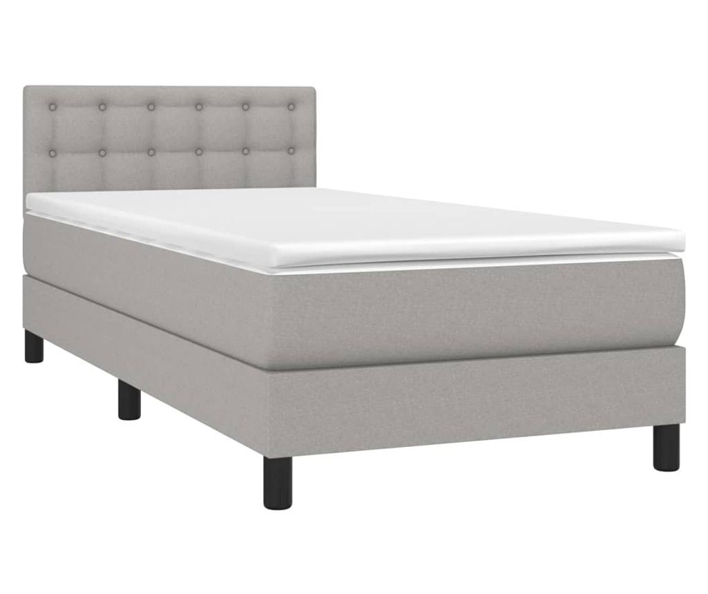 Okvir za krevet s madracem i LED rasvjetom, svijetlosiva, 90x190 cm, tekstil - 3
