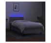 Okvir za krevet s madracem i LED rasvjetom, svijetlosiva, 90x190 cm, tekstil thumbnail 4
