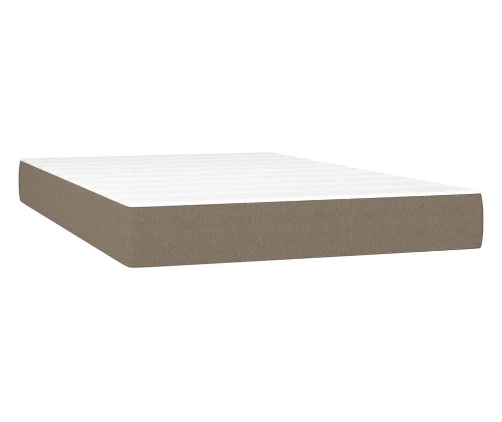 Легло с пружинен матрак и LED, таупе сиво, 120x200 см, текстил - 6