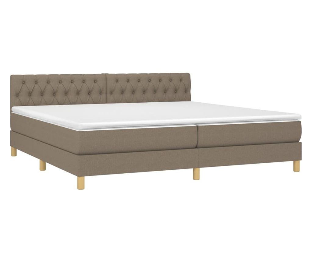 Легло с пружини, матрак и LED, тъмносиво, 200x200 см, текстил - 3